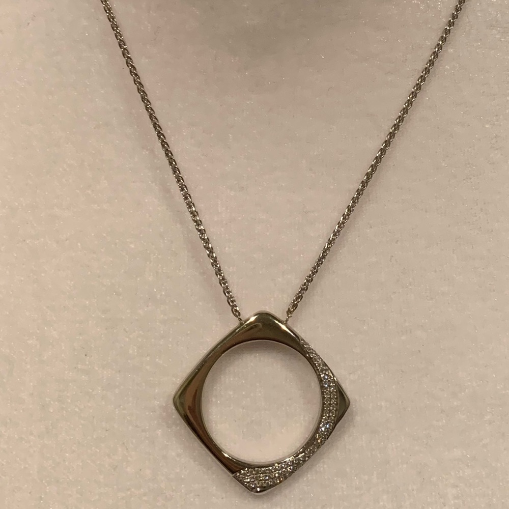 Diamond necklace with 14k white gold chain